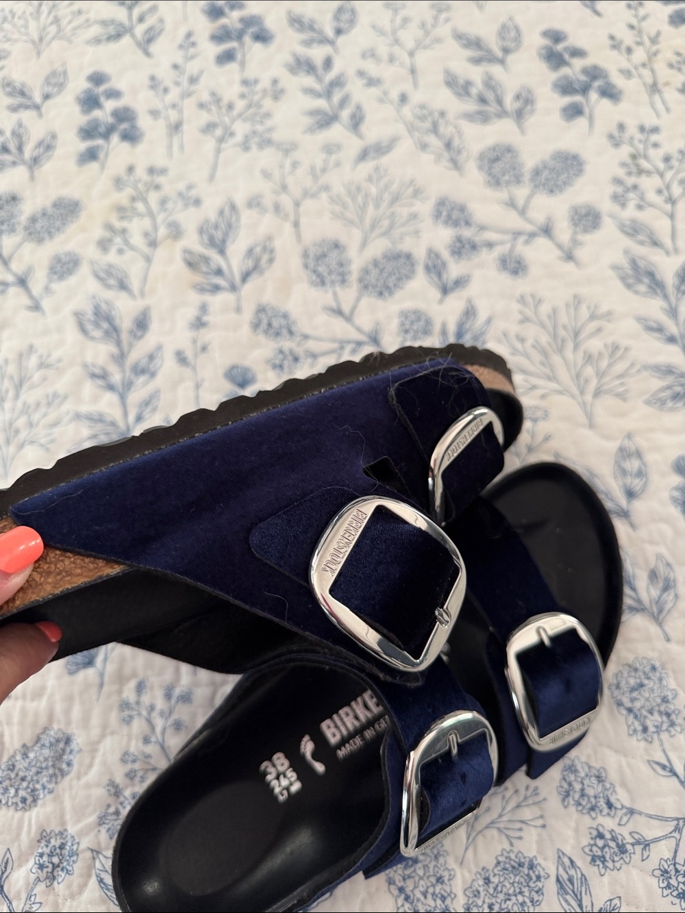 Birkenstock Navy Blue Double Buckle Sandals - Picture 7 of 8